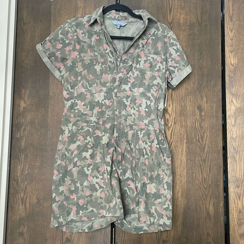 NWT Title Nine Brash Utility Romper Wailea Camo Print Size S and M
